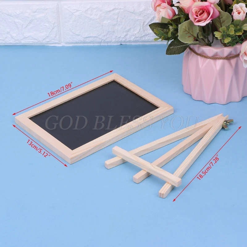 

New 18x13cm Wood Tabletop Chalkboard Double Sided Blackboard Message Board Children Kids Writing Black Boards Toy Drop Shipping