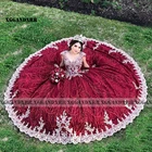 Роскошное бальное платье 2020 бордового цвета с бисером, платья для Quinceanera, милое платье 16, пышное платье 15 лет, 2021