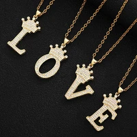 26 english new womens letter fashion crown pendant necklace stainless steel bracelet zircon letter pendant jewelry