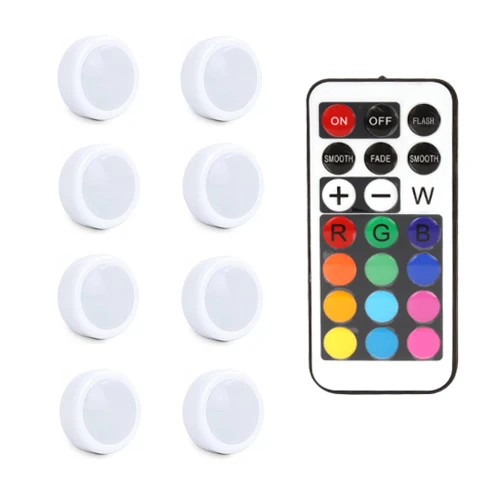 8 Lamps 1 Controller Светодиодная подсветка под шкаф шайба сенсорный датчик RGB 12 цветов затемнения 21 ключ беспроводной шкаф лестница Прихожая шкаф ночник - Цвет: 8 Lamps 1 Controller