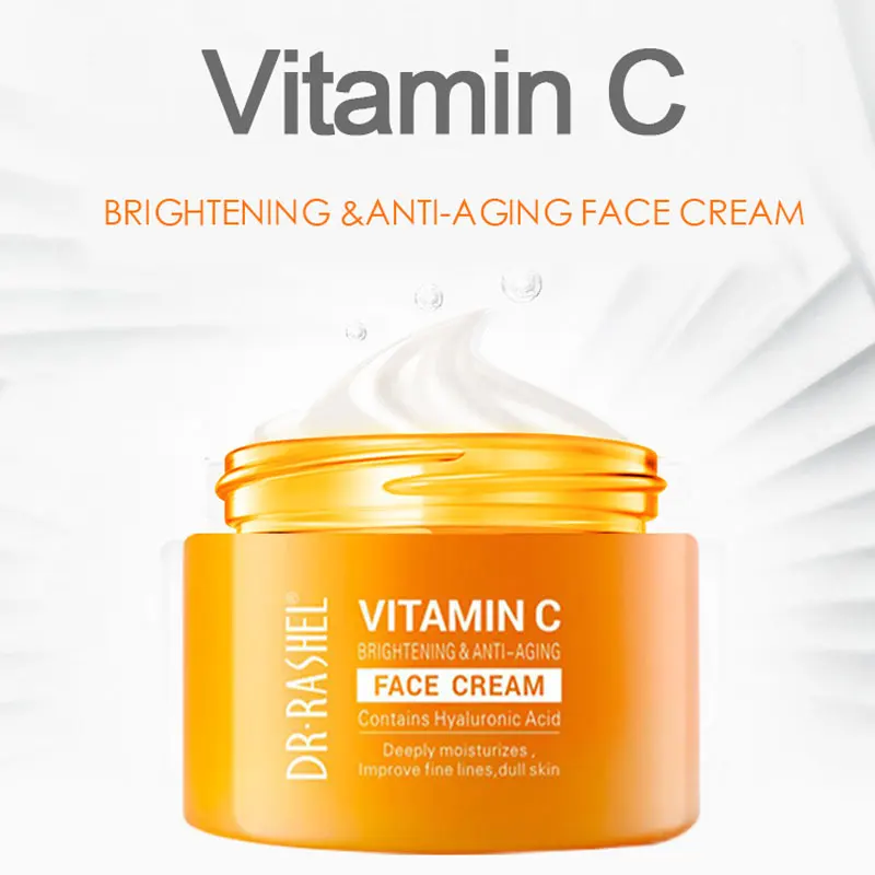 

DR.RASHEL Vitamin C Face Cream Whitening Moisturizing Brighten Improve Fine Lines Dull Skin Hyaluronic Acid Serum Anti-aging