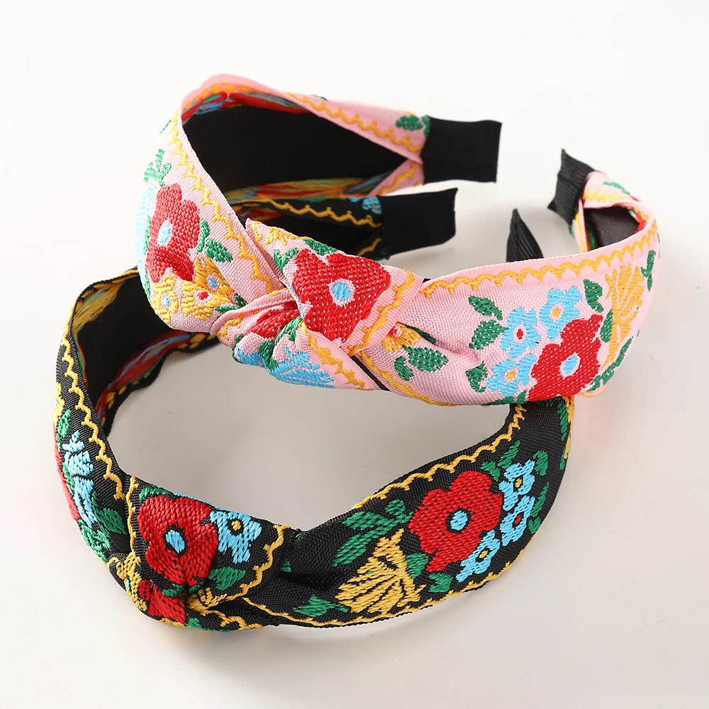 Женский ободок для волос AWAYTR этнический с вышитыми цветами/листьями головы