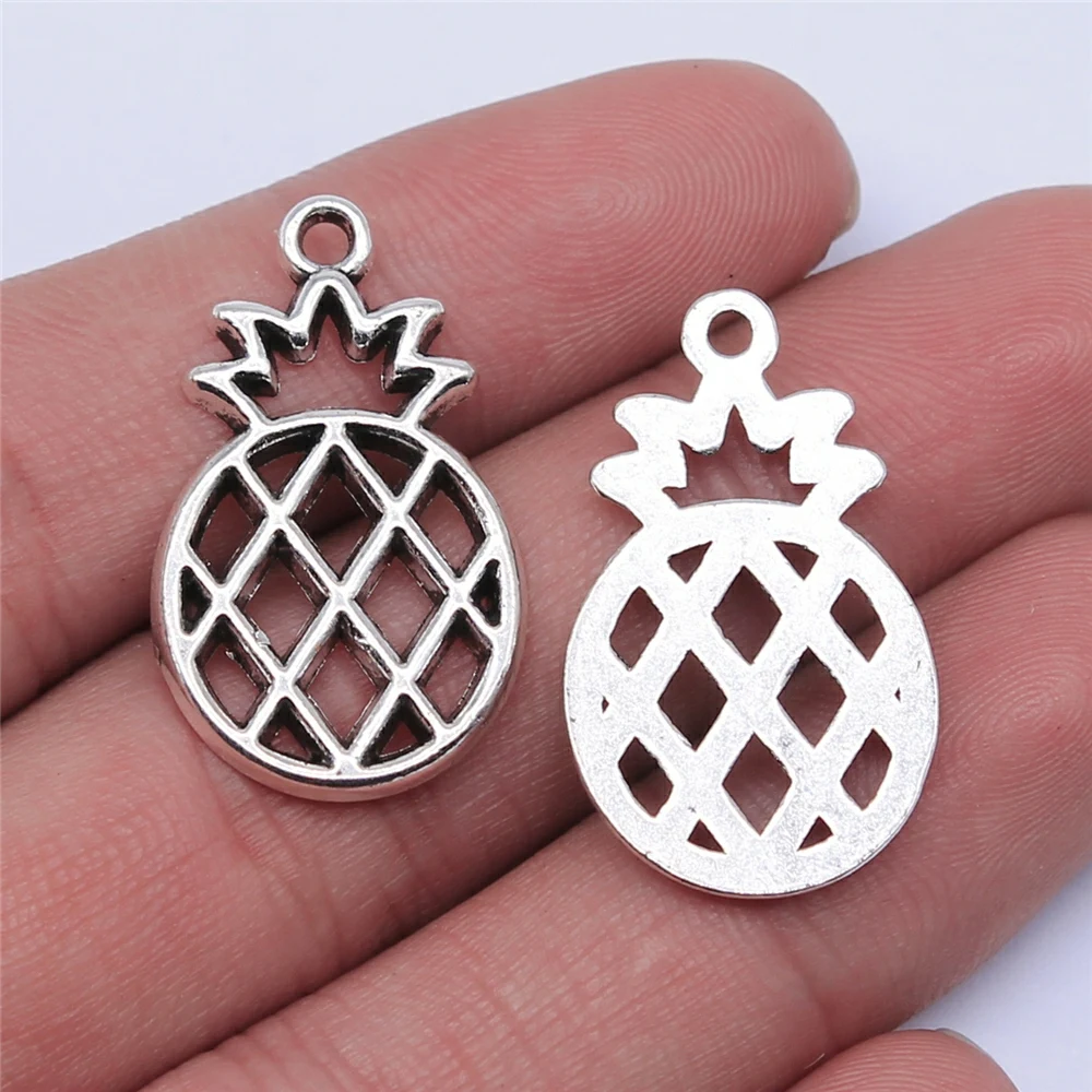 

80pcs 28x17mm Pineapple Pendant Charms Wholesale Antique Silver Color For Jewelry Making Zinc Alloy Jewelry Findings