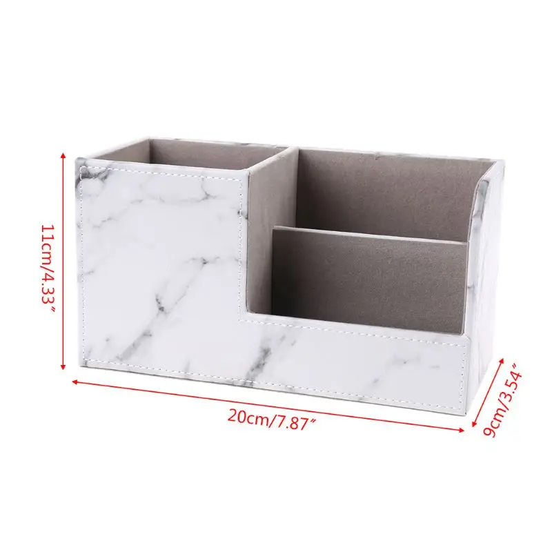 

2021 New Multi-function Marble Leather Desk Stationery Organizer Pen Pencil Holder Storage Box Case Container