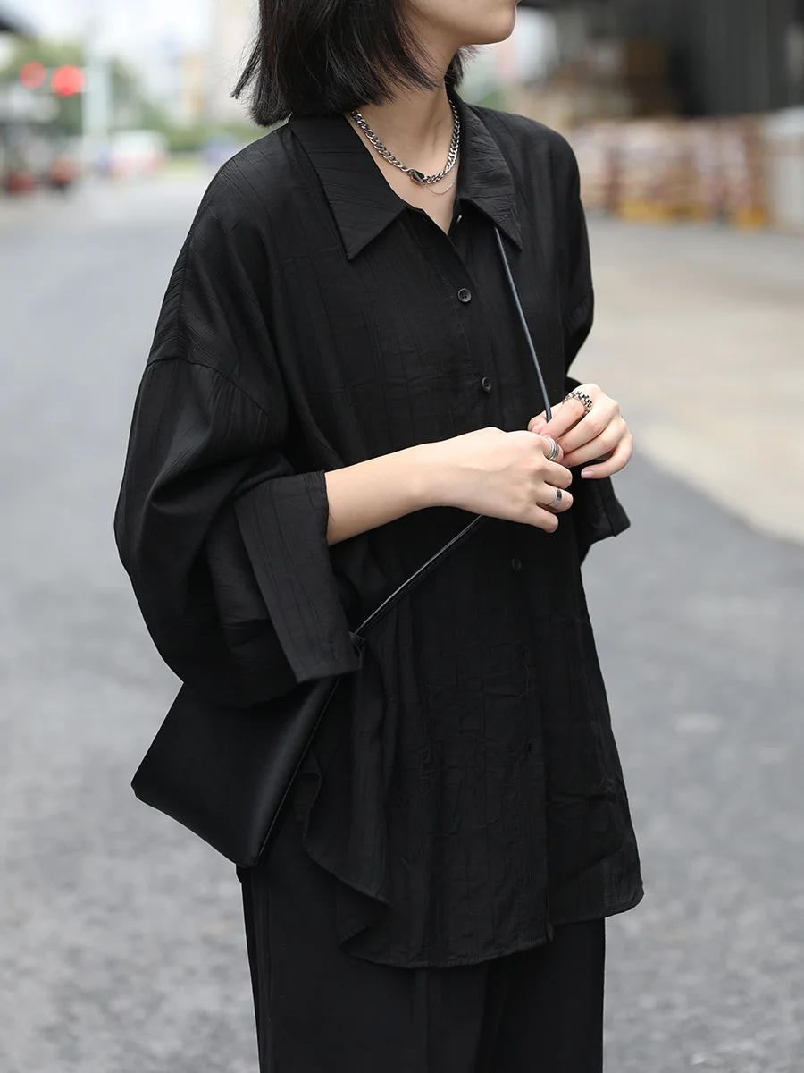 

Женская рубашка с отложным воротником, длинным рукавом