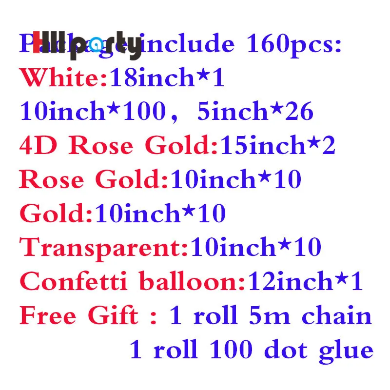 party ballon 160 шт фольгированный Воздушный Шар Комплект гирлянды Золотой хром воздушный шар Арка свадебный душ День Рождения Вечеринка Детский душ Декорации - Цвет: party ballon