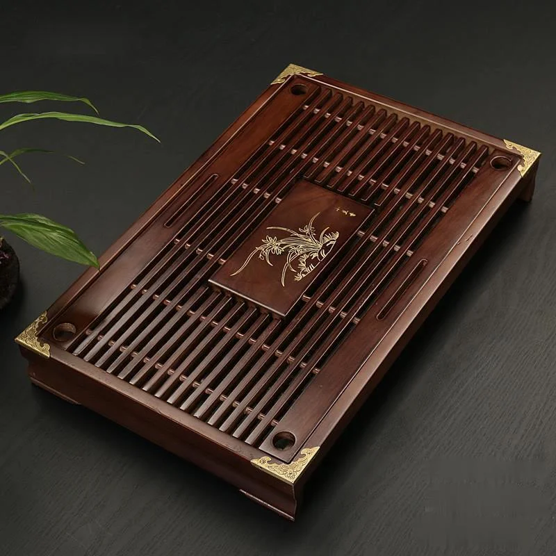 

Small Wood Trays Serving Tray Tea Simple Chinese Drainage Tea Tray Teaware Accessories Opberg Bakjes Household Tools DI50CP