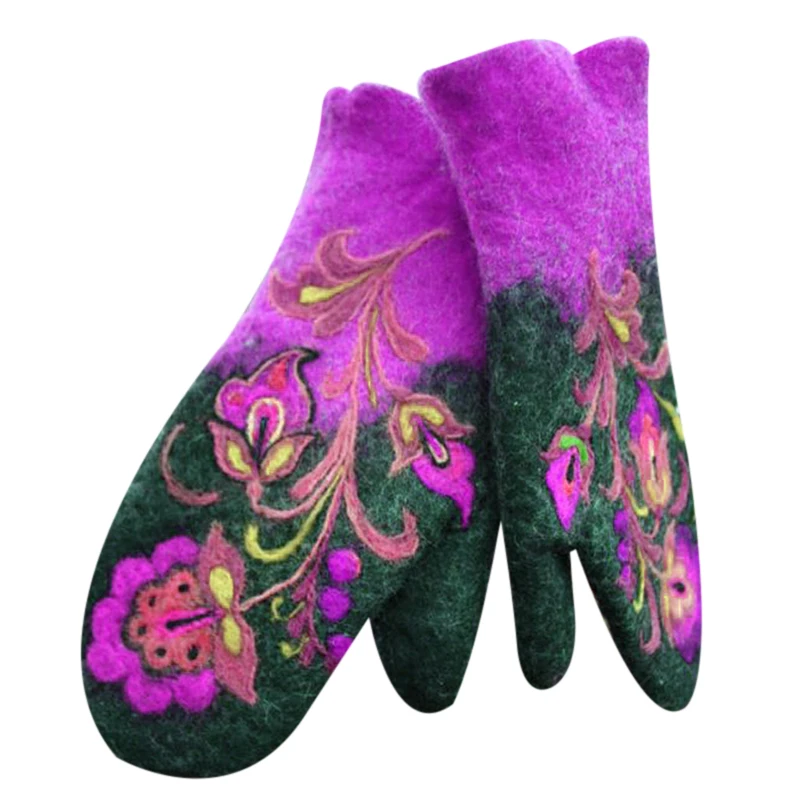 

Christmas Gift Women Winter Gloves Women Fashion Gloves Embroidery Flowers Gloves Mittens B2Cshop