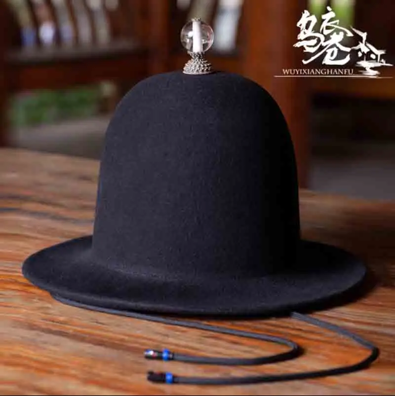 

Hanfu Hats Men Women Wool Hats Dome Cap Brimmed Hats Ancient Chinese Ming Dynasty Hanfu Hat Formal Hats Black&Red For Men Women