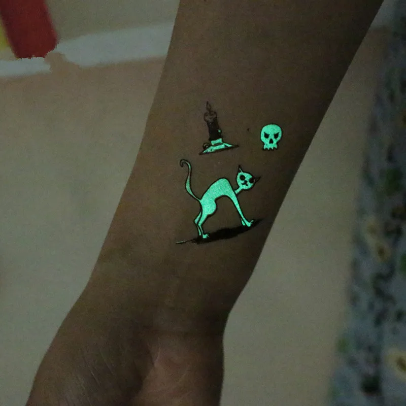 Хэллоуин светящаяся Татуировка Тыква призрак тату для детей поддельные