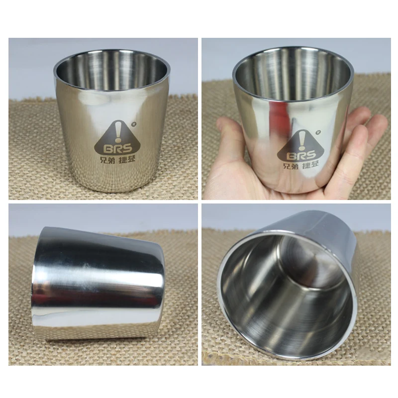 BRS 2 шт. чашка для воды 304 нержавеющая сталь двойная стенка термозащита кружка