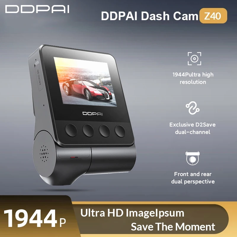 DDPAI Z40 Dash Cam Dual Car Camera Recorder Sony IMX335 1944P HD Video GPS Tracking 360 Rotation Wifi DVR 24H Parking Protector