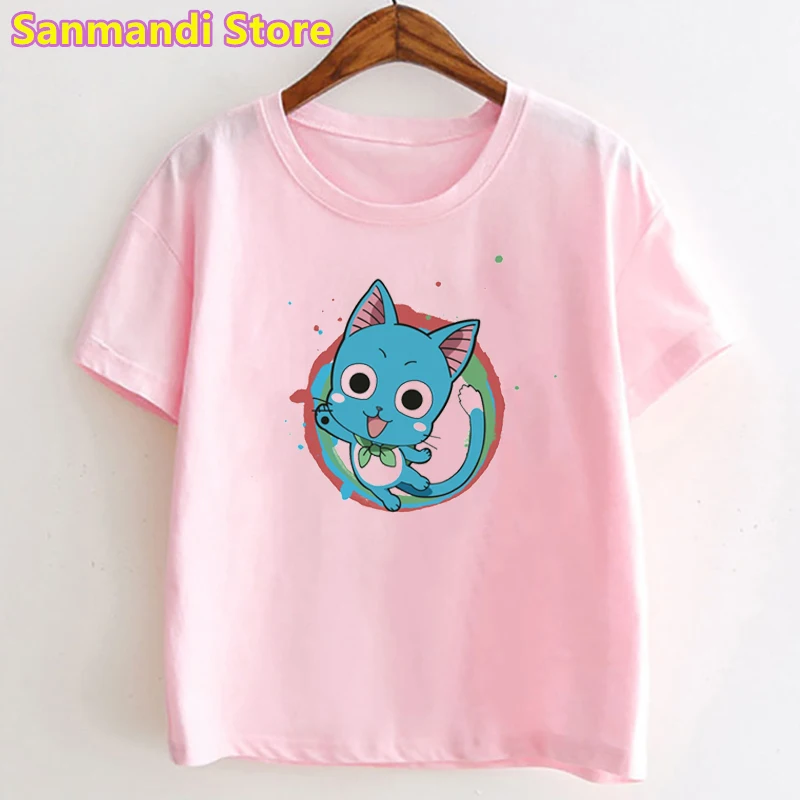 Camiseta con estampado de dibujos animados de FAIRY TAIL para ni&ntilde;os, ropa para ni&ntilde;as y ni&ntilde;os, camiseta con alas de &Aacute;ngel, ropa para ni&ntilde;os, Tops 2021-3