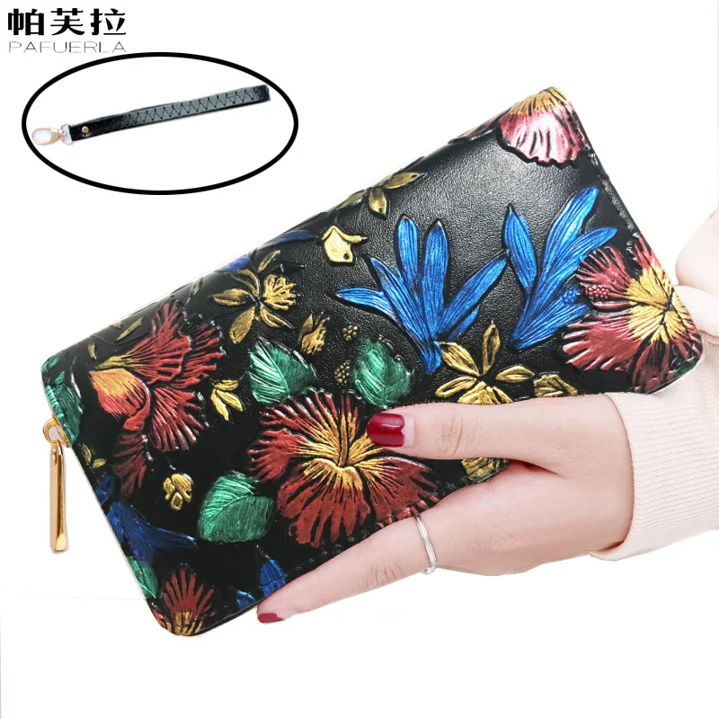

Long wallet ladies fashion embossed zipper clutch bag ladies wallet mobile phone bag coin purse