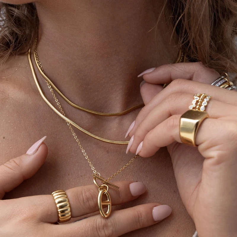 

Coffee Seed DD Necklace Stainless Steel Toggle Necklace For Women 18K PVD Metal Coffee Bean Pendant Toggle Choker Collier