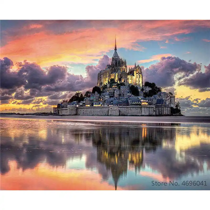Картина по номерам рамки Раскраска домашний декор картины пейзаж замок
