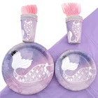 51 шт.компл. столовая посуда для темативечерние русалка, украшение для дня рождения ребенка, салфетки для вечерние ринки, тарелки, одноразовая посуда, товары вечерние ринки