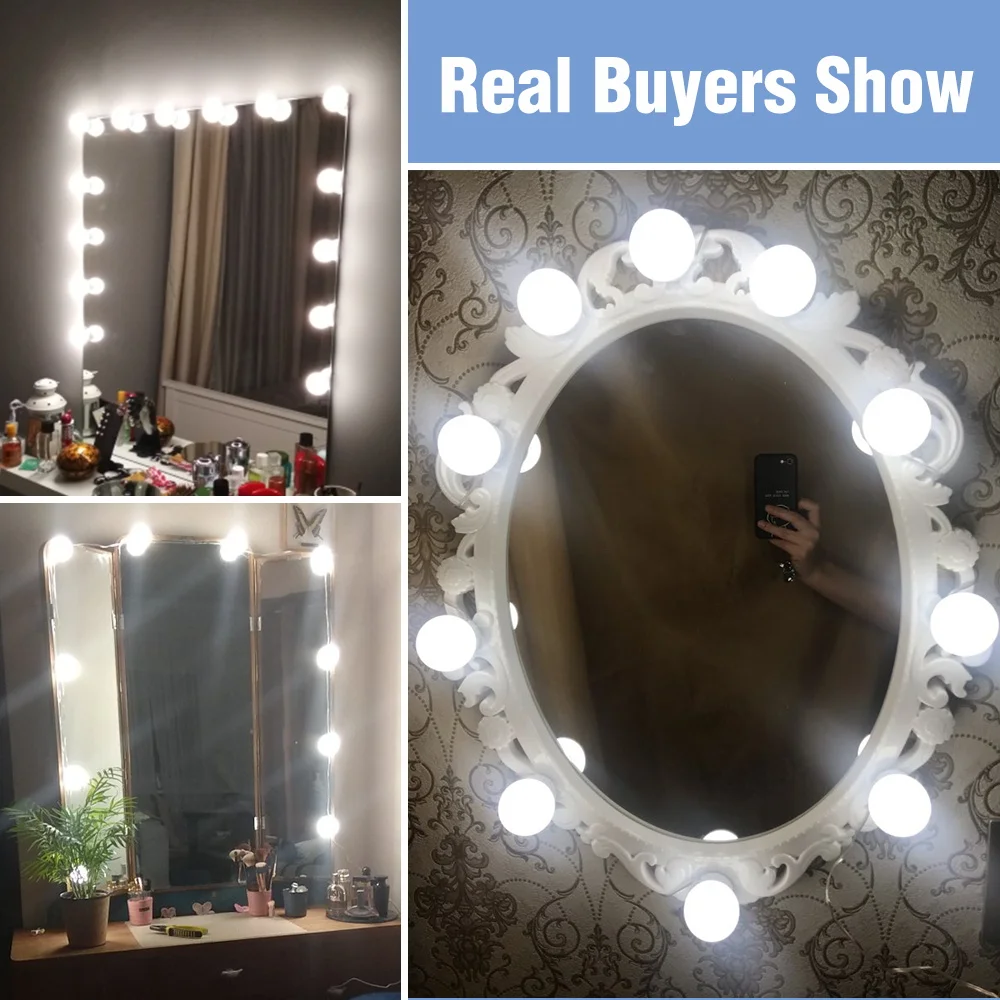 USB Hand Sweep Vanity Mirror Light Led Makeup Lamp 2 6 10 14Bulbs espejos tocador Dressing Table Beauty Bathroom Wall | Лампы и