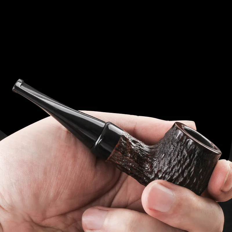 

Briar smoking pipe Handmade tobacco pipe 9MM filter solid wood pipe tobacco dry tobacco pouch Men's Smoking Set