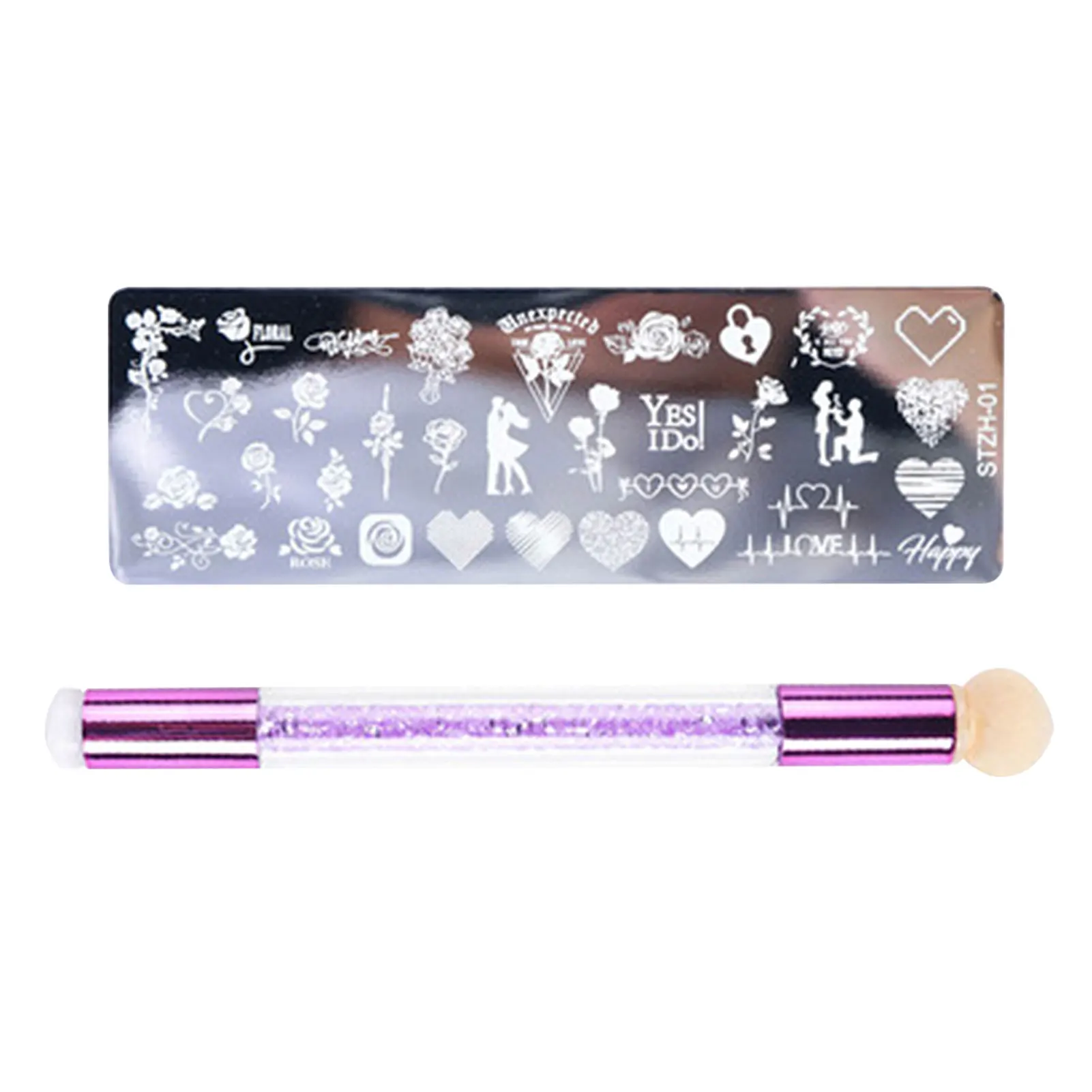 

Painting Stamping Salon DIY Nail Art Stencil Set Accessories Home Easy Use Professional Manicure Tool With Sponge Pen Exquisite