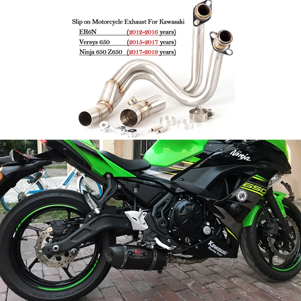 

Выхлопная система мотоцикла, глушитель без застежки для KAWASAKI ER6N ER6F 2012-2016 Ninja 650R Z650 2017-2019 Versys 650 2015-2020