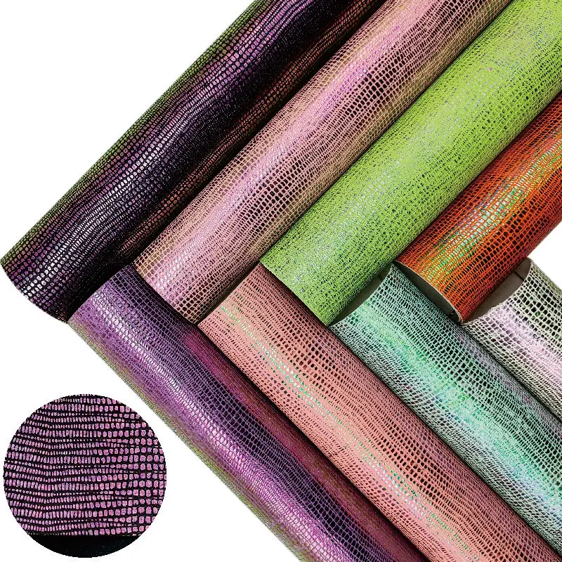 

A4 8.2"*11.8" Crocodile Pattern Multicolor Glitter Faux Leather Fabric By The Yard Synthetic Leather DIY Hair Bows Bags Shoes