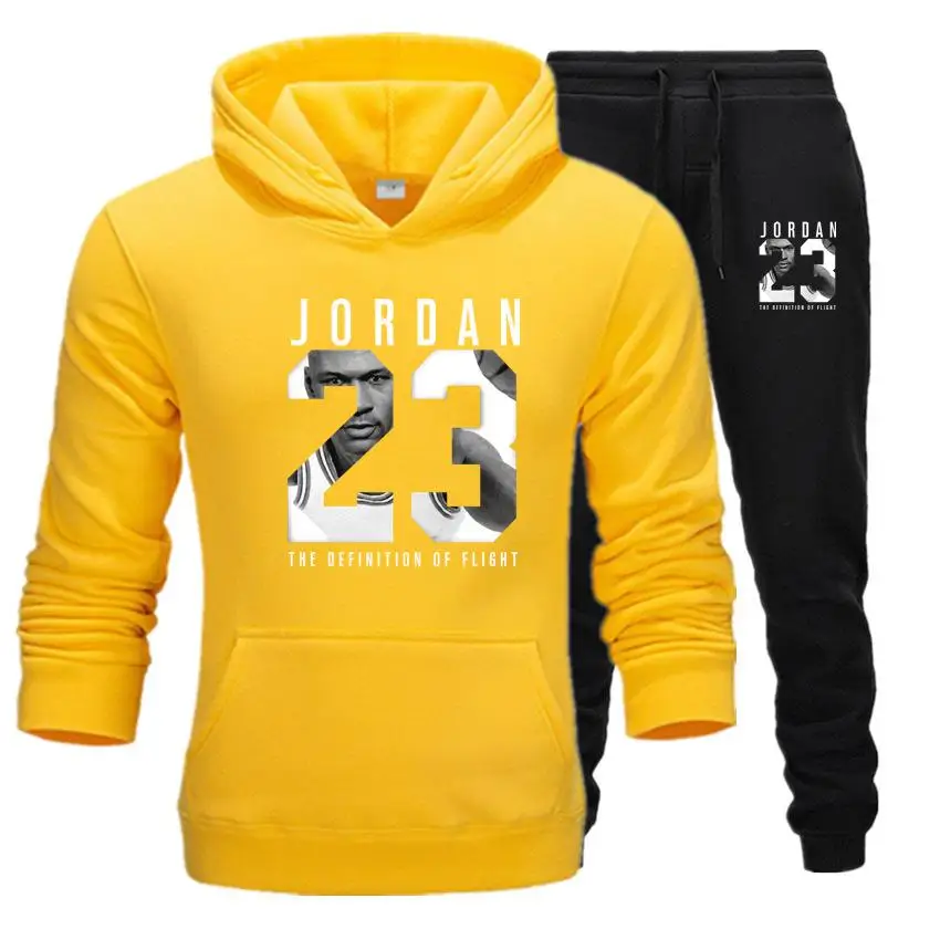 

New Men Hoodies Suit Jordan 23 Tracksuit Sweatshirt Suit Fleece Hoodie+Sweat pants Jogging Homme Pullover 3XL Sporting Suit Male