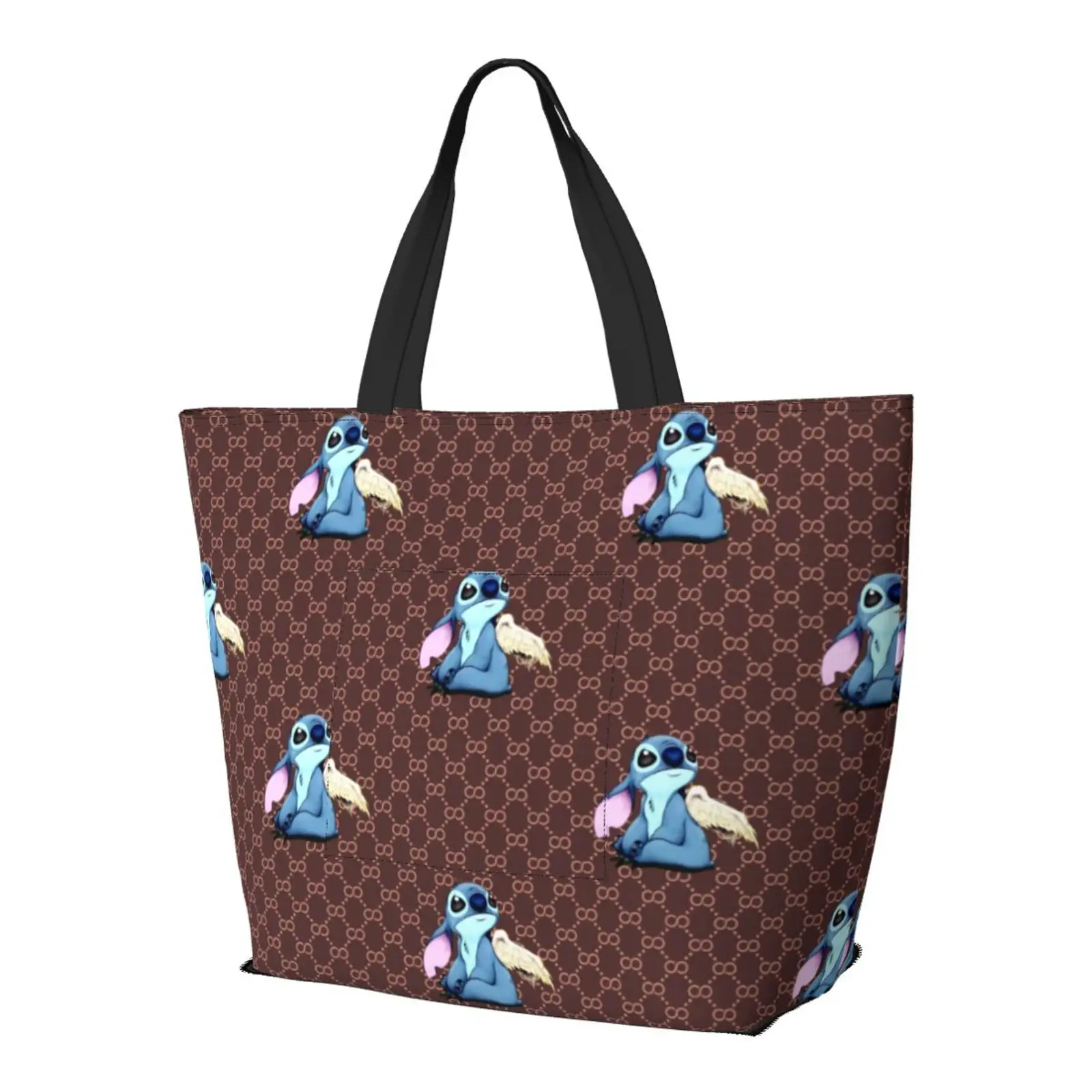 

2021 Lilo and Stitch Bag Fashion Womens Handbag Tote Pu Shoulder Bags Female Waterproof Dumplings Travel Folding Shopping Bag