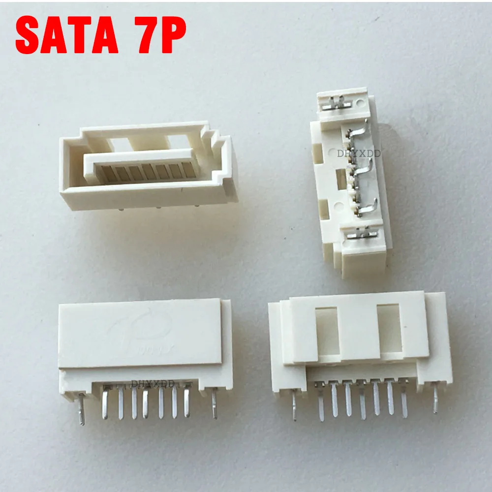

10 шт. SATA 7P вертикальный разъем SATA для жесткого диска, белый разъем интерфейса SATA