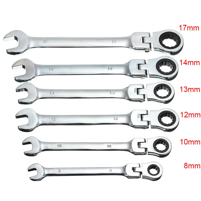 

8mm~17mm 6 PCS Car Keys Set Wrench Car Repair Tools Movable Head Ratchet Wrench Car Tool Set Universal Wrench Tool Set