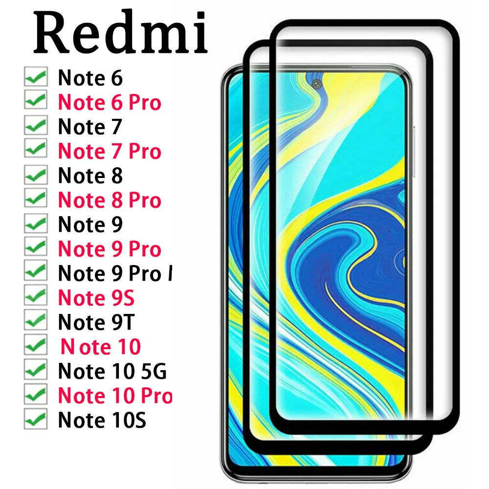 

2-Pack For Xiaomi Redmi Note 10 10S 9S 9 8 7 6 Pro Tempered Glass Screen Protector 3D Full Coverage HD Clear Anti-Scratch