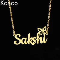 customized name necklaces stainless steel letter pendant butterfly chokers gold plated women jewellery necklace 2021 new style