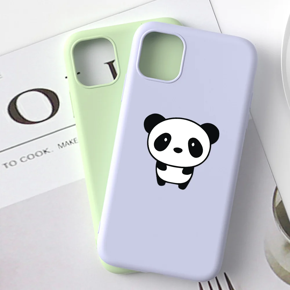

Anti-fall Cartoon Panda for Fundas iPhone 11 Case SE 2020 Back Cover Colorful Liquid Silicone Cute For iphone XR Cases 8 Plus 6s