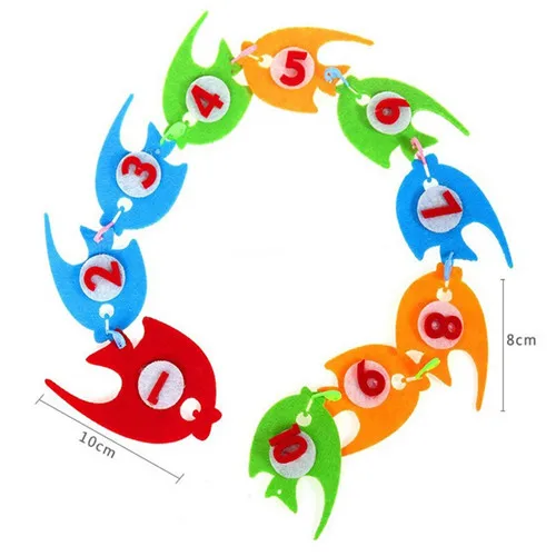 fish 1 комплект номер ручной работы фетр для поделок DIY ремесло для раннего обучения детей игрушки учебник родитель-ребенок интерактивный головной тренировочный войлок - Цвет: fish