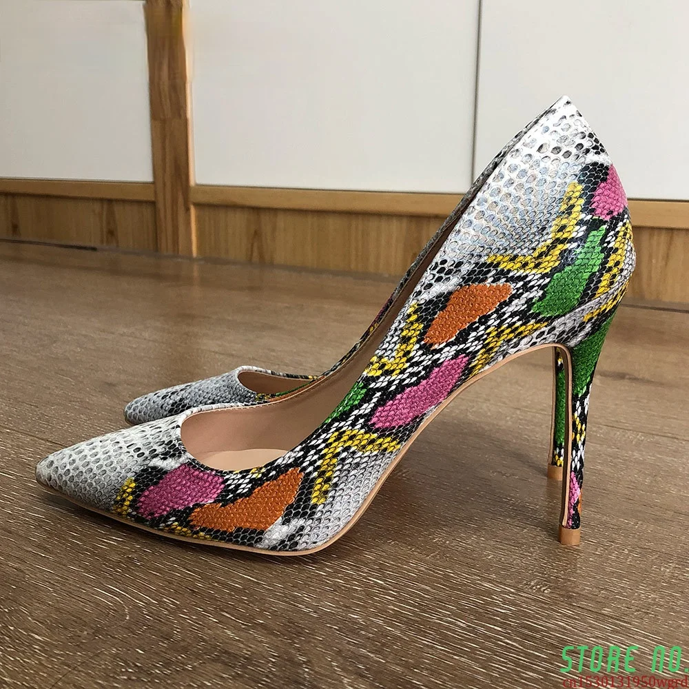 

Snake-Effect Embossed Women Extremely High Heels 12/10/8cm Sexy Stilettos Pumps Chic Ladies Pointy Toe Party Shoes