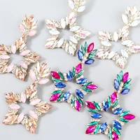 jijiawenhua new sparkling rhinestone star shape pendant womens earrings dinner party wedding fashion jewelry accessories