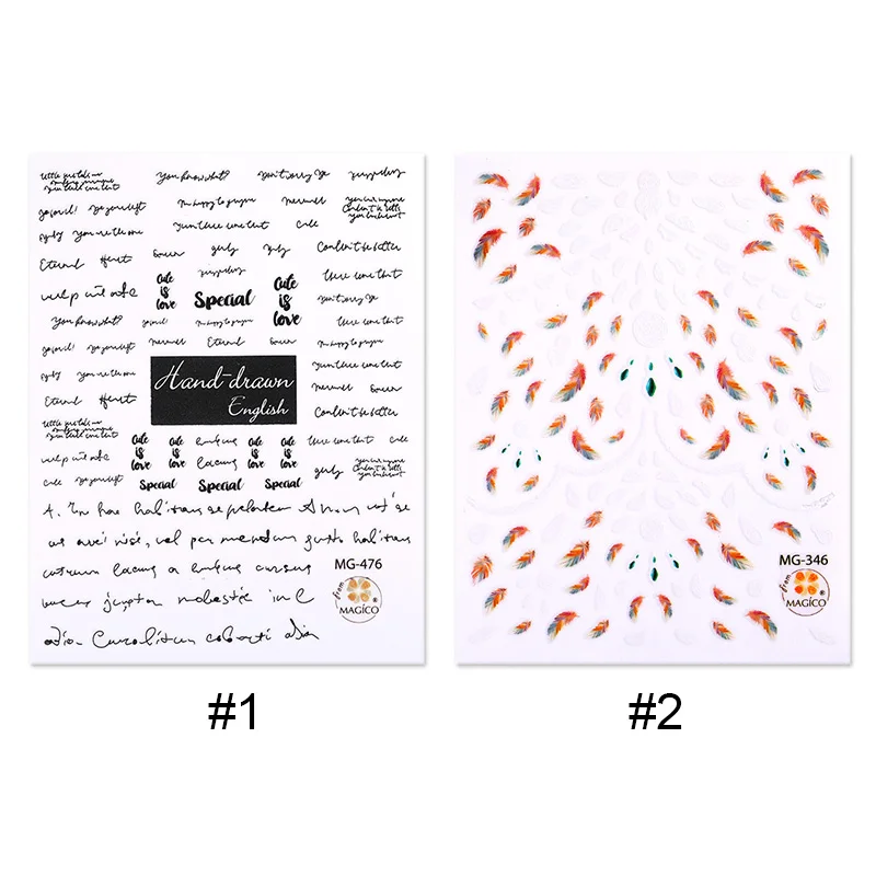 1 лист наклейки для ногтей буквы смешанные узоры красочные переводные на ногти 3D