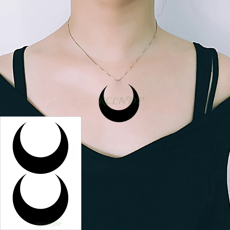 Водонепроницаемая Временная тату наклейка moon star planet маленький размер черная