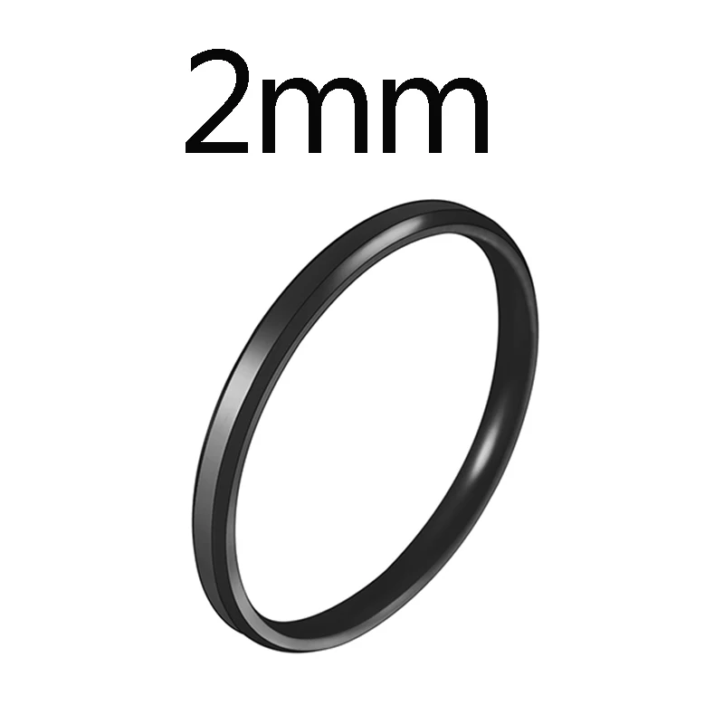 Black 2mm ELSEMODE мужское черное титановое кольцо из нержавеющей стали прямые парные кольца для влюбленных для женщин - Цвет основного камня: Black 2mm