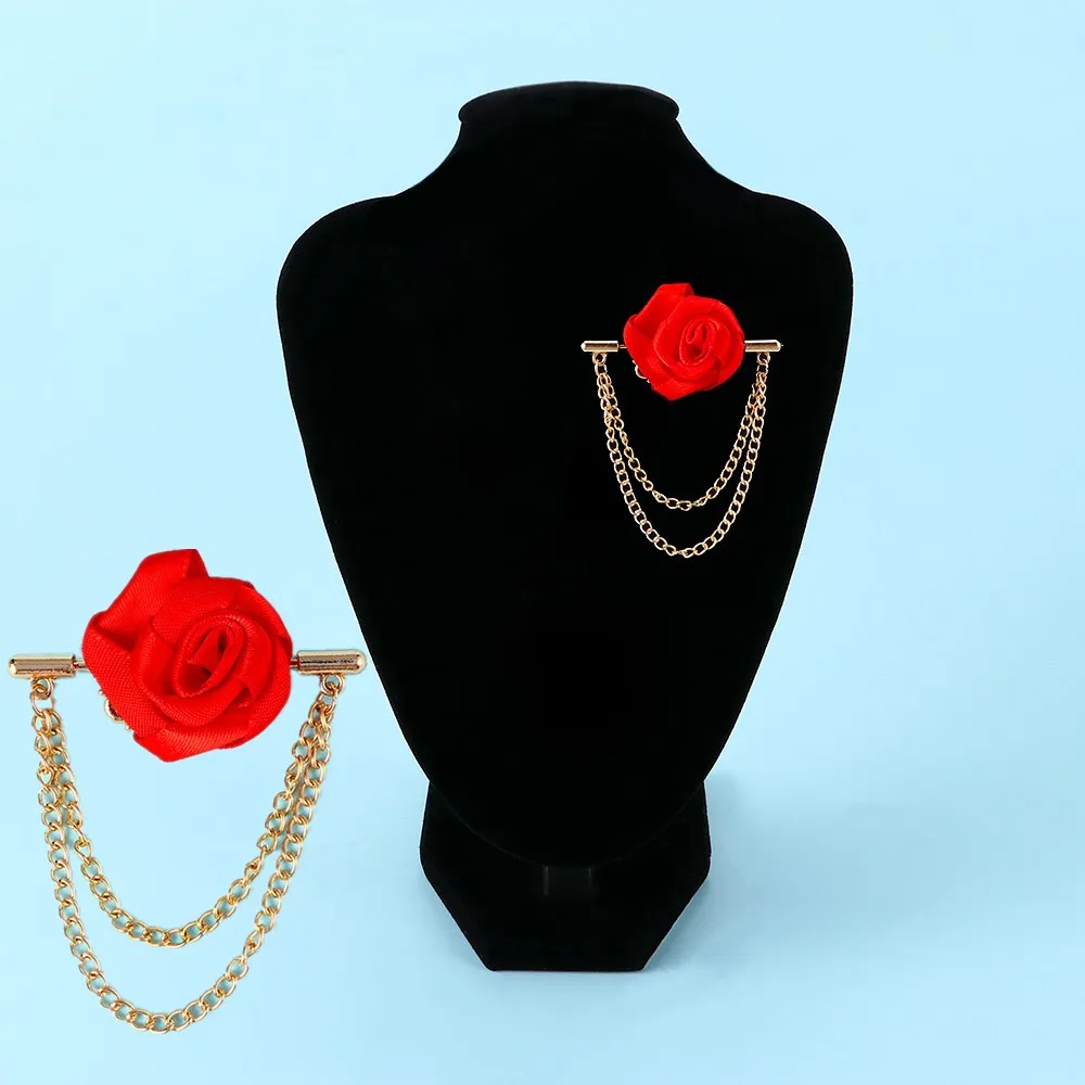 Брошь на костюмы для мужчин и женщин свадебная бутоньерка с двумя цепочками