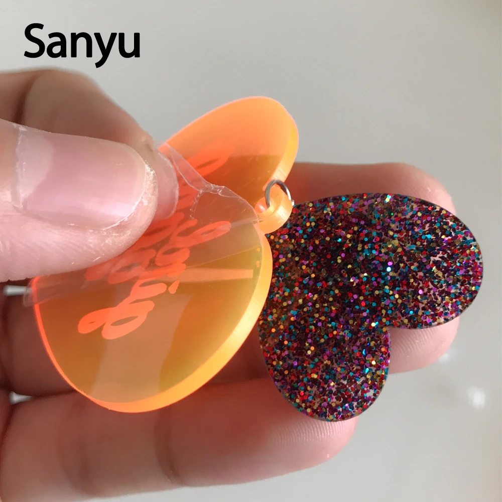 Модные Акриловые серьги с двойными сердцами панковские оранжевые подвески для