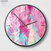 abstract painted metal wall clock household round silent clock bedroom office decoration modern wall clock pendant home decor