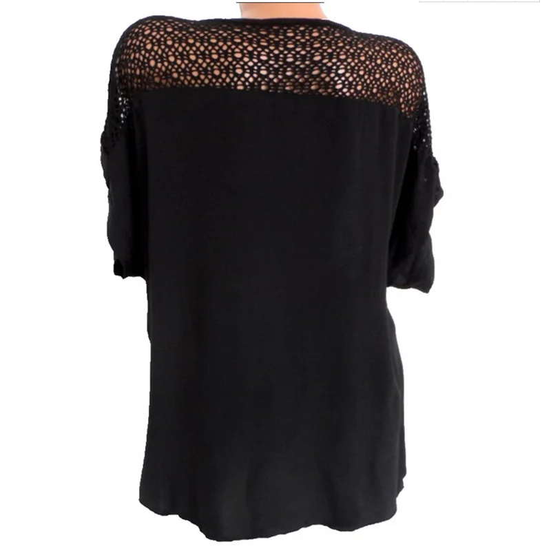 

2021 Summer Short Sleeve Womens Blouses And Tops Loose White Lace Patchwork Shirt Plus Size 4xl 5xl Women Tops Casual Clothes
