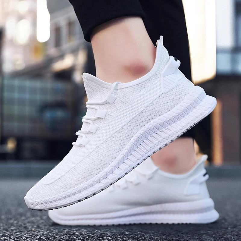 Кроссовки мужские сетчатые повседневная обувь на плоской подошве дышащие для