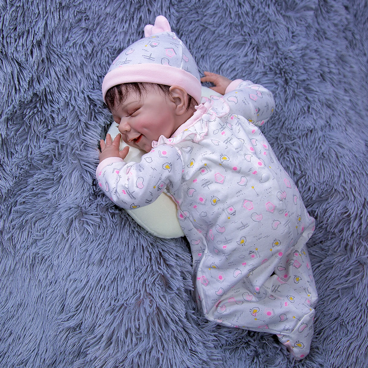 

Smiling Face Baby April 18inch Reborn Baby Dolls Cloth Body Reborn Bebe Toys For Children's Birthday Xams Gifts