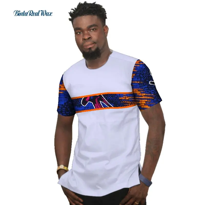 Мужская рубашка Bazin Riche летняя Лоскутная из 100% хлопка с принтом Дашики в