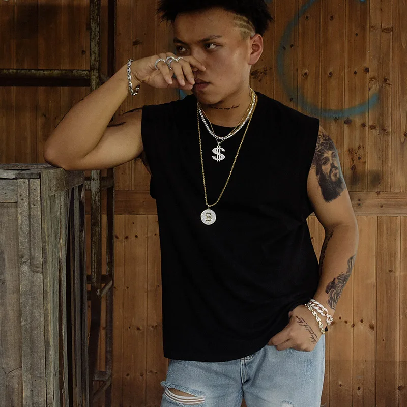 

Europe and the United States jewelry trade new accessories fashion hip-hop men's pendant round letter B Copper Zircon Necklace c