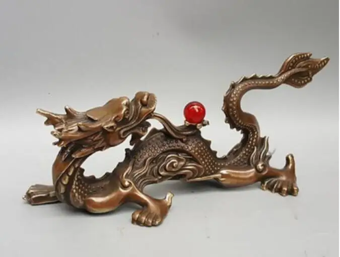 Китайская латунная Статуэтка мифа богатство летающий дракон Бронзовая статуя #1 |