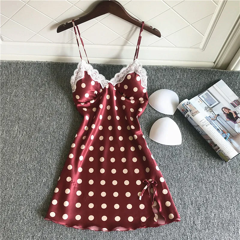 Корейская кружевная Пижама женская ночная рубашка атласная Шелковая пижама в