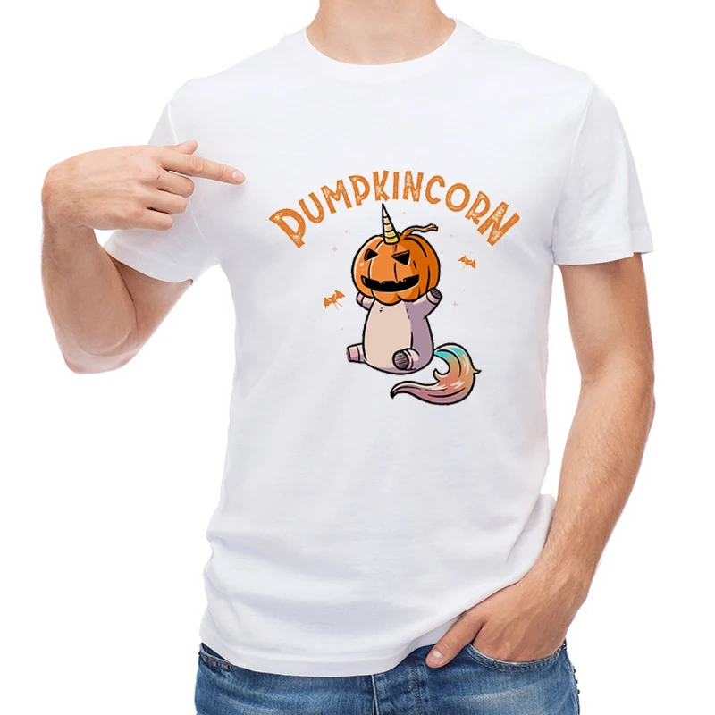

TEEHUB Fashion Funny Cute Spooky Pumpkincorn Printed Men T Shirt Hipster T-shirt Short Sleeve O-Neck Tops Cool Tees
